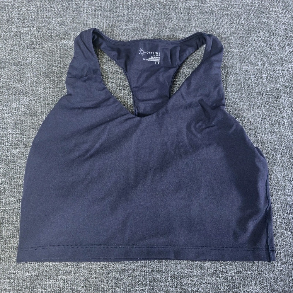 OFFLINE By Aerie Real Me Racerback Longline Sports Bra Size Medium Blue